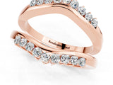 Rose gold Round Moissanite Chevron Contour Band with Prong Setting_7