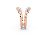 Rose gold Round Moissanite Chevron Contour Band with Prong Setting_8