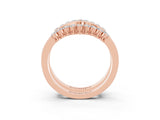 Rose gold Round Moissanite Chevron Contour Band with Prong Setting_9