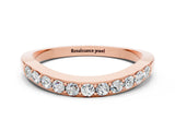 Rose gold Round Moissanite Curved Wedding Band with Channel Setting_6