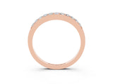 Rose gold Round Moissanite Curved Wedding Band with Channel Setting_9