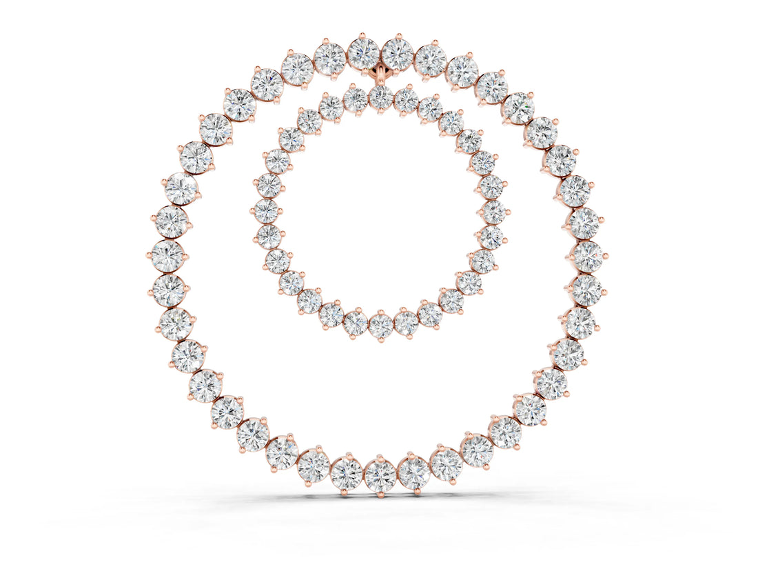 Rose gold Round Moissanite Double Halo Prong Set Pendant_11