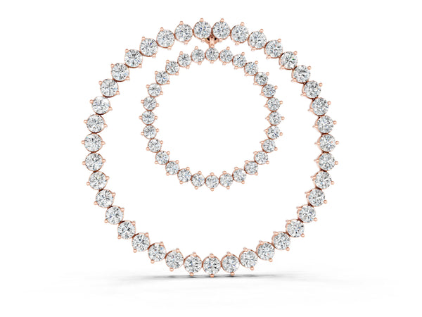 Rose gold Round Moissanite Double Halo Prong Set Pendant