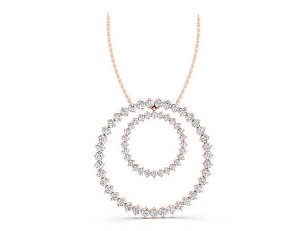 Rose gold Round Moissanite Double Halo Prong Set Pendant