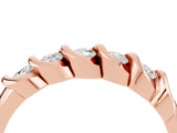 Rose gold Round Moissanite Eternity Band with Twist Prong Setting_10