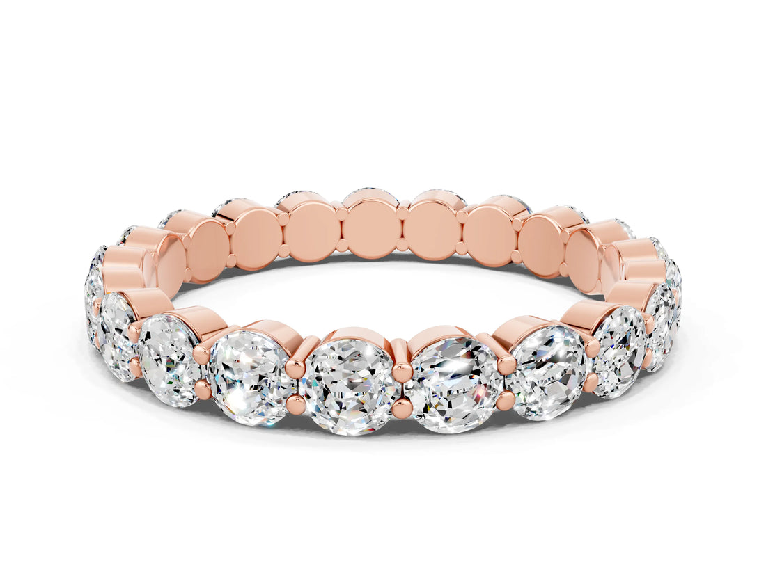 Rose gold Round Moissanite Eternity Band with U-Prong Setting_30
