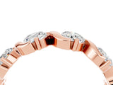 Rose gold Round Moissanite Half Eternity Band with Wave Prong Setting_10