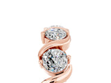 Rose gold Round Moissanite Half Eternity Band with Wave Prong Setting_11