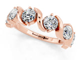 Rose gold Round Moissanite Half Eternity Band with Wave Prong Setting_7