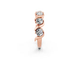 Rose gold Round Moissanite Half Eternity Band with Wave Prong Setting_8