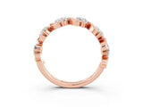 Rose gold Round Moissanite Half Eternity Band with Wave Prong Setting_9
