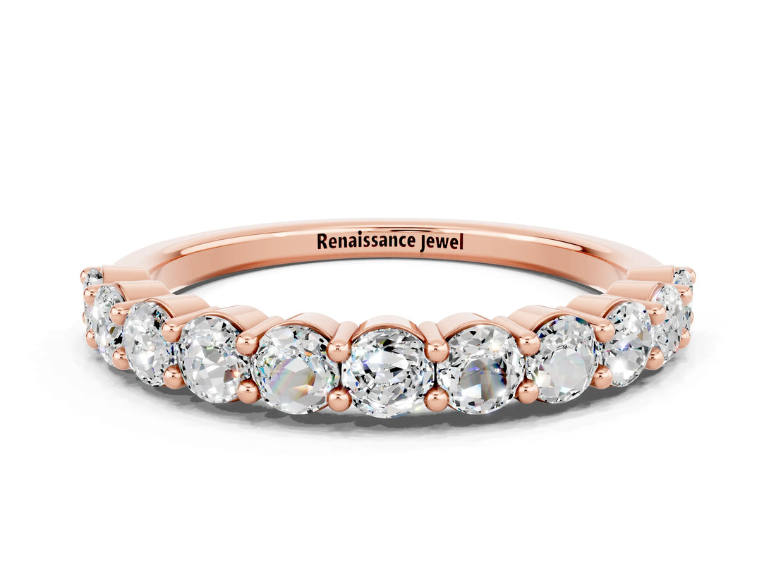 Rose gold Round Moissanite Half-Eternity Prong-Set Band_6