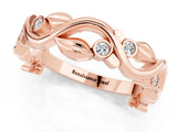 Rose gold Round Moissanite Leaf Eternity Band with Bezel Setting_37