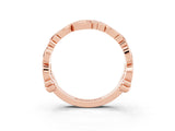 Rose gold Round Moissanite Leaf Eternity Band with Bezel Setting_39