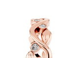 Rose gold Round Moissanite Leaf Eternity Band with Bezel Setting_41