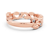 Rose gold Round Moissanite Leaf Eternity Band with Bezel Setting_42