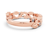 Rose gold Round Moissanite Leaf Eternity Band with Bezel Setting_42