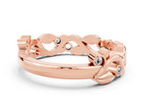 Rose gold Round Moissanite Leaf Eternity Band with Bezel Setting_78