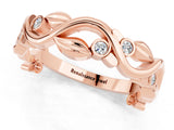Rose gold Round Moissanite Leaf Eternity Band with Bezel Setting_79