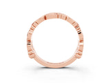 Rose gold Round Moissanite Leaf Eternity Band with Bezel Setting_81