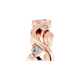 Rose gold Round Moissanite Leaf Eternity Band with Bezel Setting_83