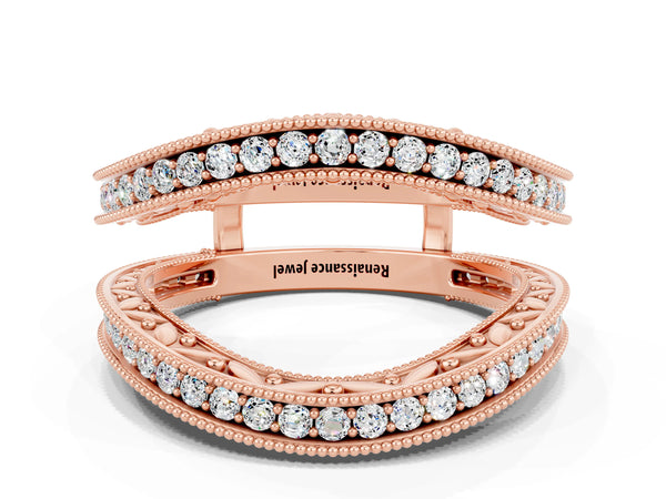Rose gold Round Moissanite Milgrain Eternity Band with Channel Setting