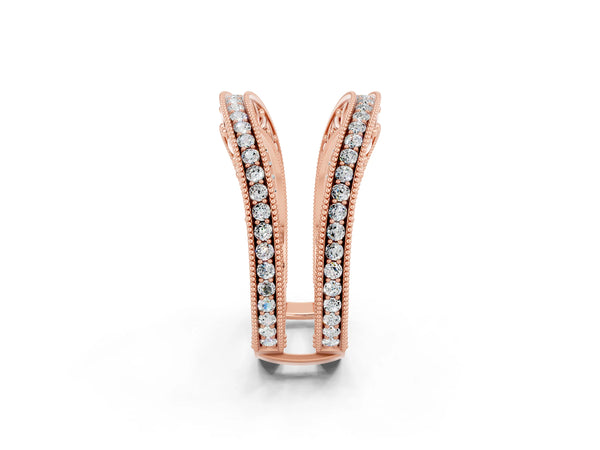 Rose gold Round Moissanite Milgrain Eternity Band with Channel Setting