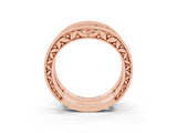 Rose gold Round Moissanite Milgrain Eternity Band with Channel Setting_21