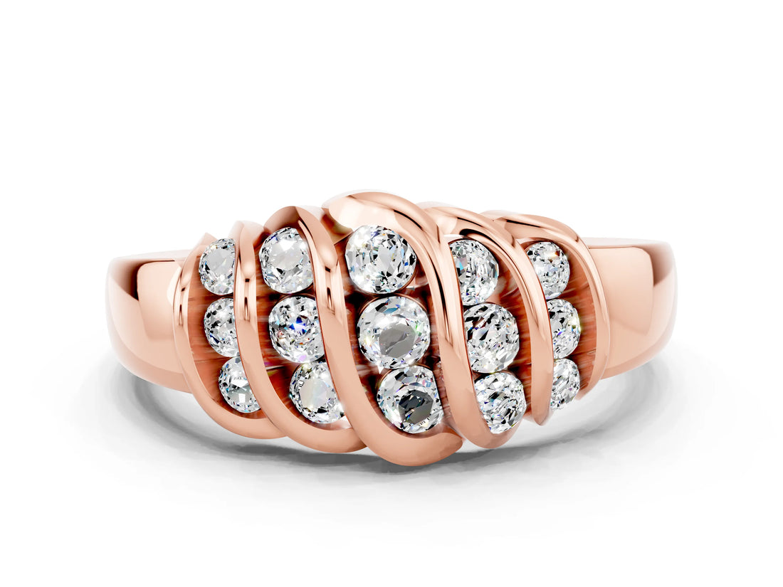 Rose gold Round Moissanite Multi-Row Crossover Band_6