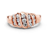 Rose gold Round Moissanite Multi-Row Crossover Band_6