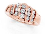Rose gold Round Moissanite Multi-Row Crossover Band_7
