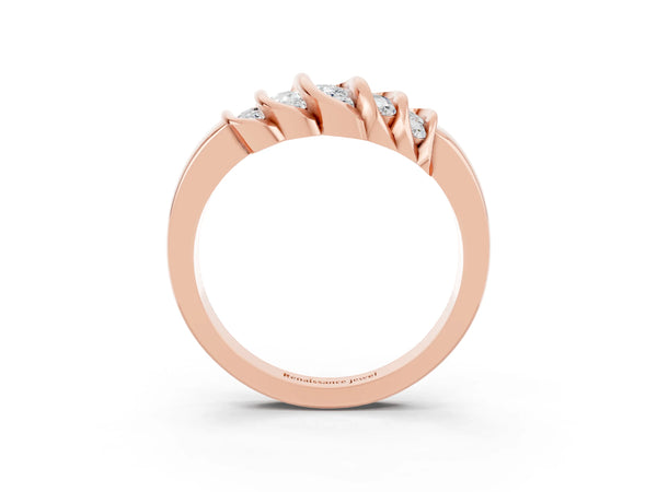 Rose gold Round Moissanite Multi-Row Crossover Band