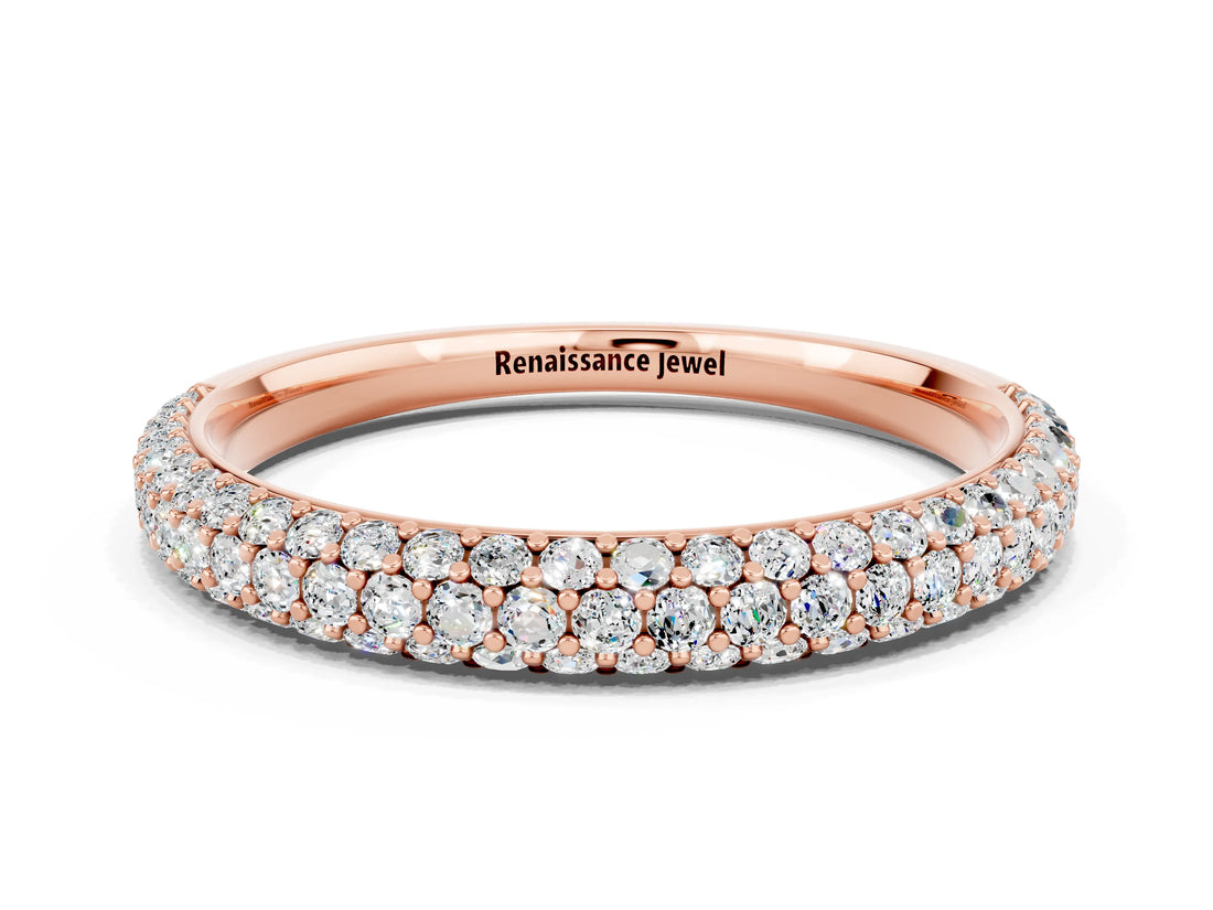 Rose gold Round Moissanite Pavé Eternity Band with Shared Prong Setting_6