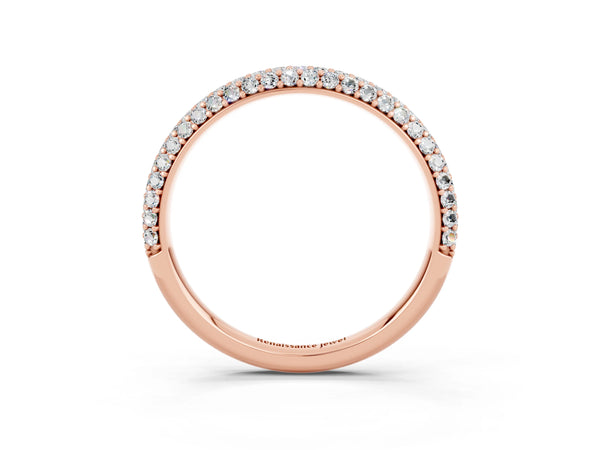 Rose gold Round Moissanite Pavé Eternity Band with Shared Prong Setting