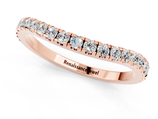 Rose gold Round Moissanite Pavé Half Eternity Band with Shared Prong Setting