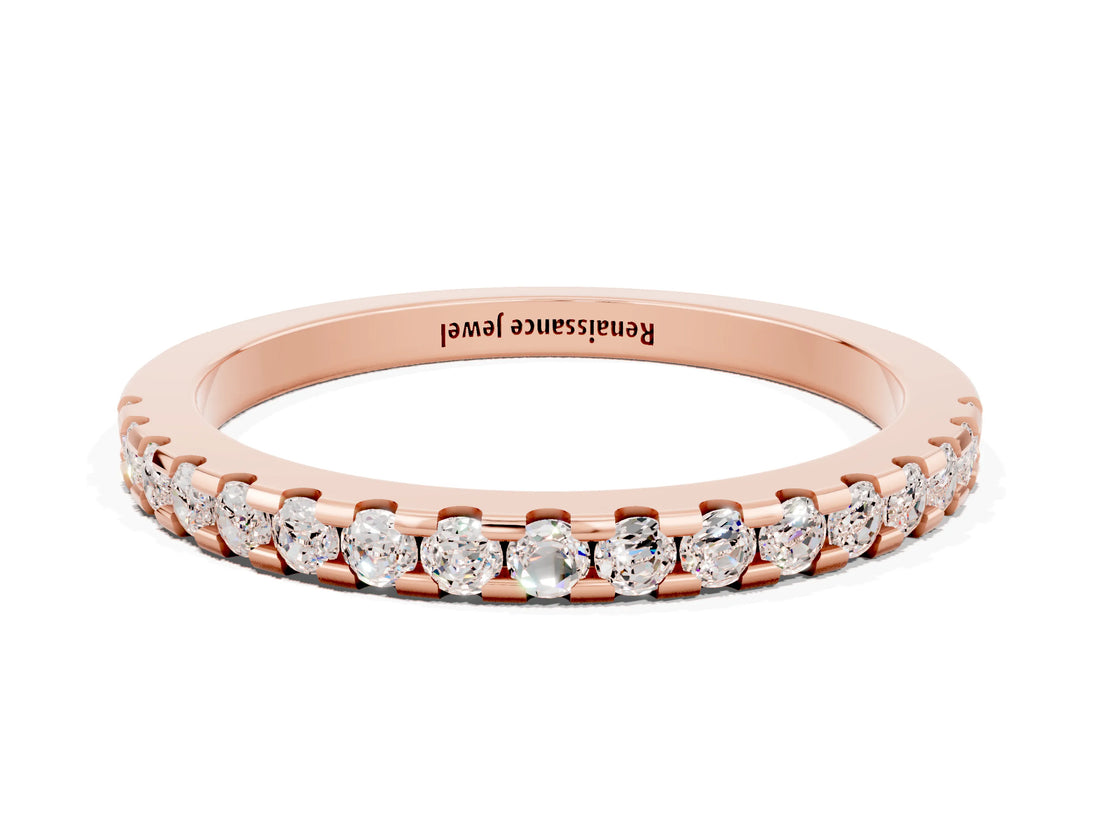 Rose gold Round Moissanite Pavé Set Eternity Band with Micro Prong Setting_6