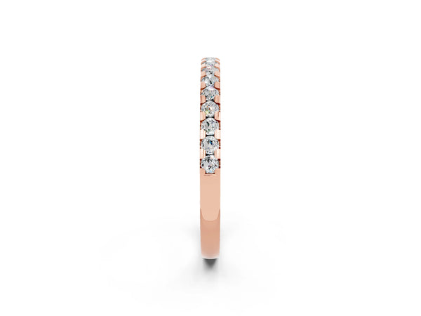 Rose Gold Round Moissanite Micro Prong Pave Half Eternity Wedding Band