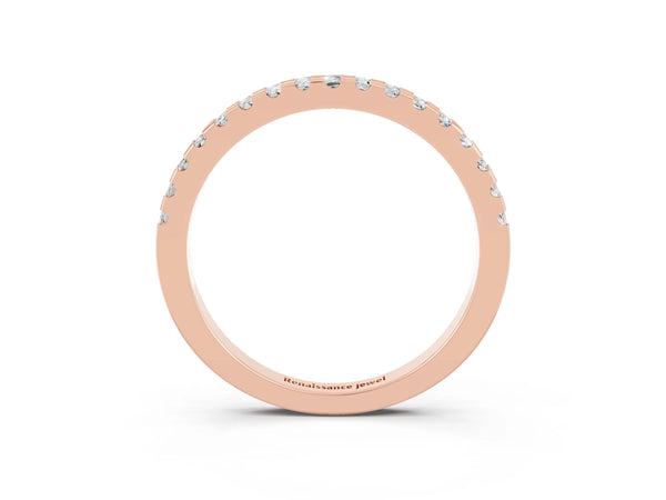 Rose Gold Round Moissanite Micro Prong Pave Half Eternity Wedding Band
