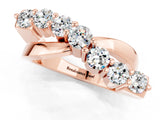 Rose gold Round Moissanite Prong-Set Crossover Band_7