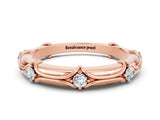 Rose gold Round Moissanite Prong Set Milgrain Eternity Band_6