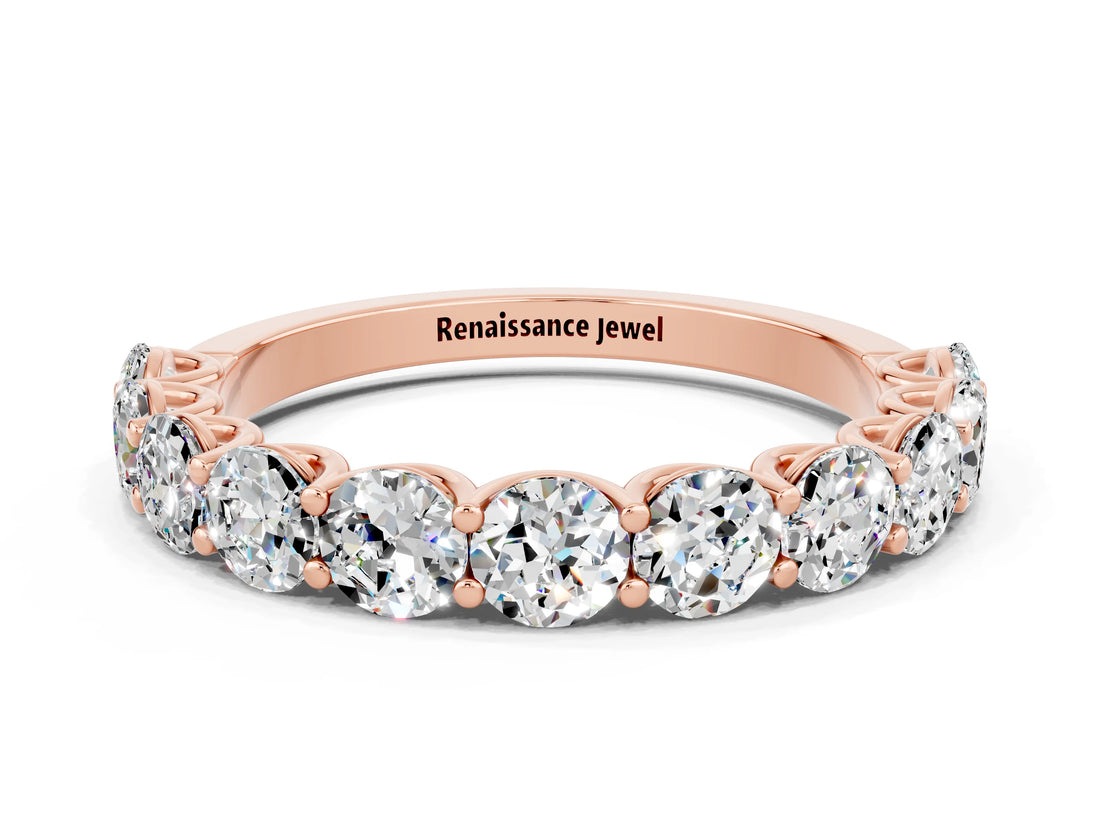 Rose gold Round Moissanite Shared Prong Eternity Band_6
