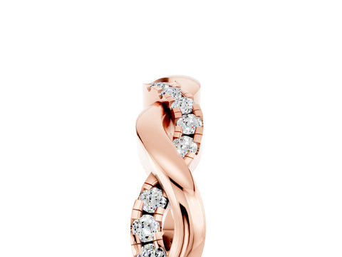 Rose gold Round Moissanite Twist Eternity Band with Pavé Setting_11