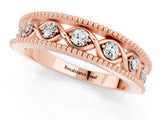 Rose gold Round Moissanite Twist Milgrain Band with Bezel Setting_13
