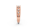 Rose gold Round Moissanite Twist Milgrain Band with Bezel Setting_14