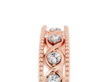 Rose gold Round Moissanite Twist Milgrain Band with Bezel Setting_17