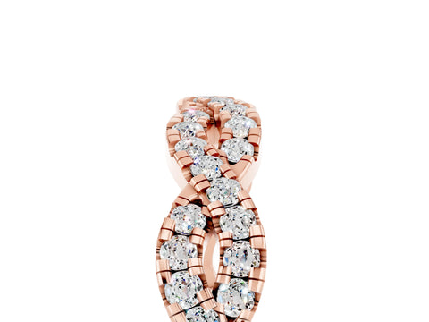 Rose gold Round Moissanite Twisted Eternity Band with Pavé and Shared Prong Setting_11