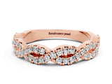Rose gold Round Moissanite Twisted Eternity Band with Pavé and Shared Prong Setting_18