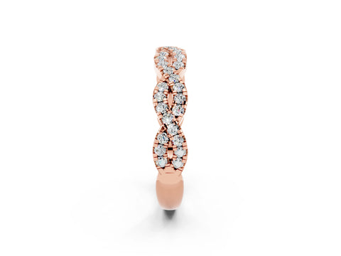 Rose gold Round Moissanite Twisted Eternity Band with Pavé and Shared Prong Setting_8