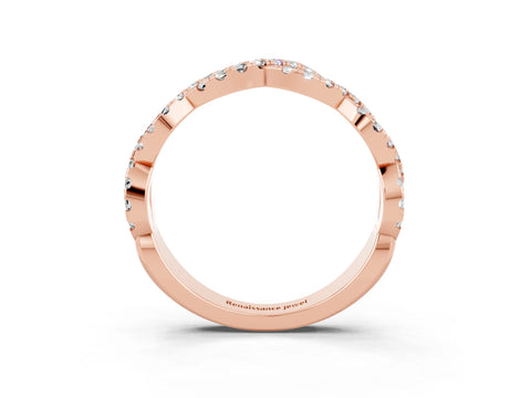 Rose gold Round Moissanite Twisted Eternity Band with Pavé and Shared Prong Setting_9