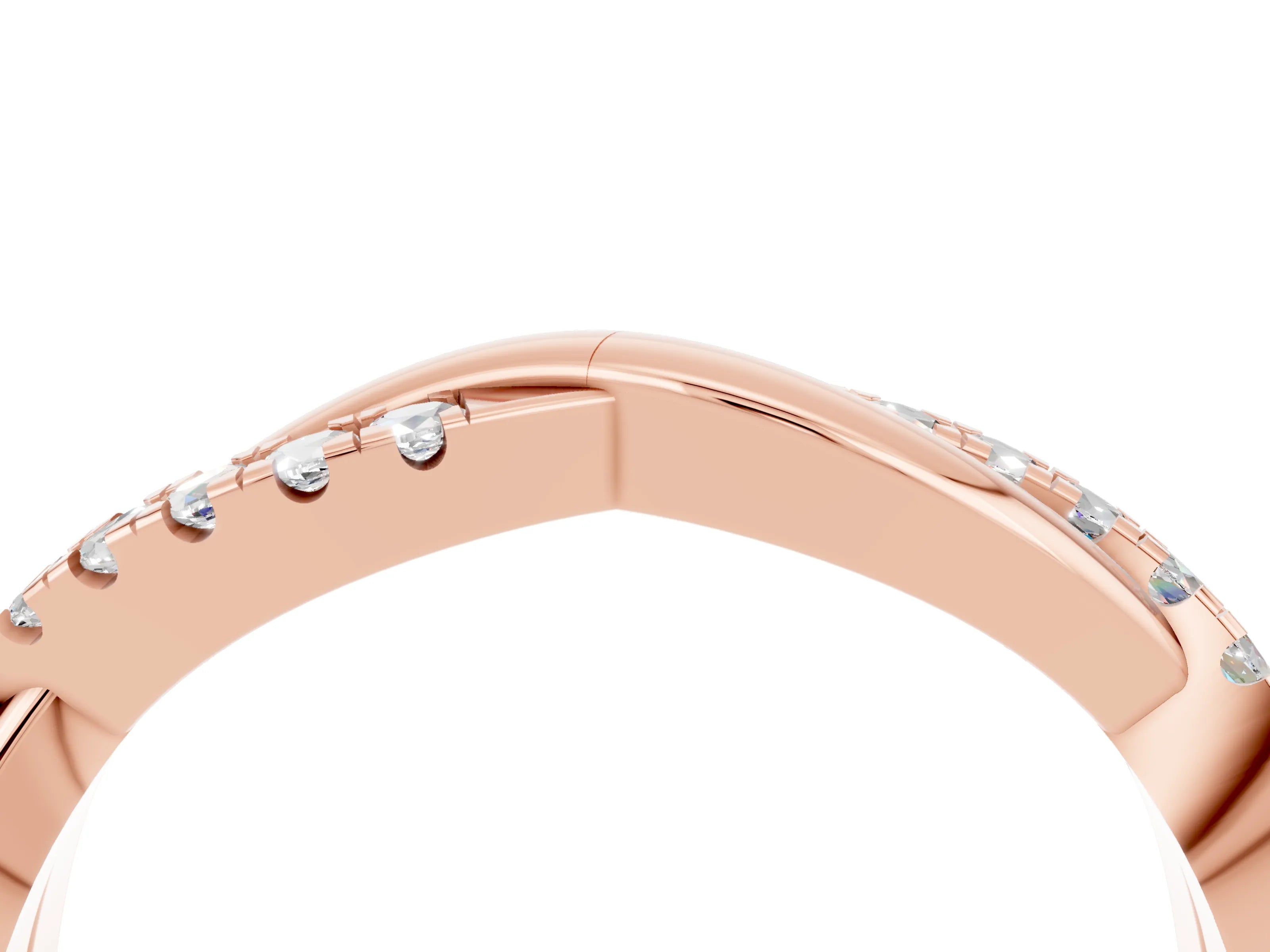 Rose gold Round Moissanite Twisted Infinity Band with Prong Setting_10